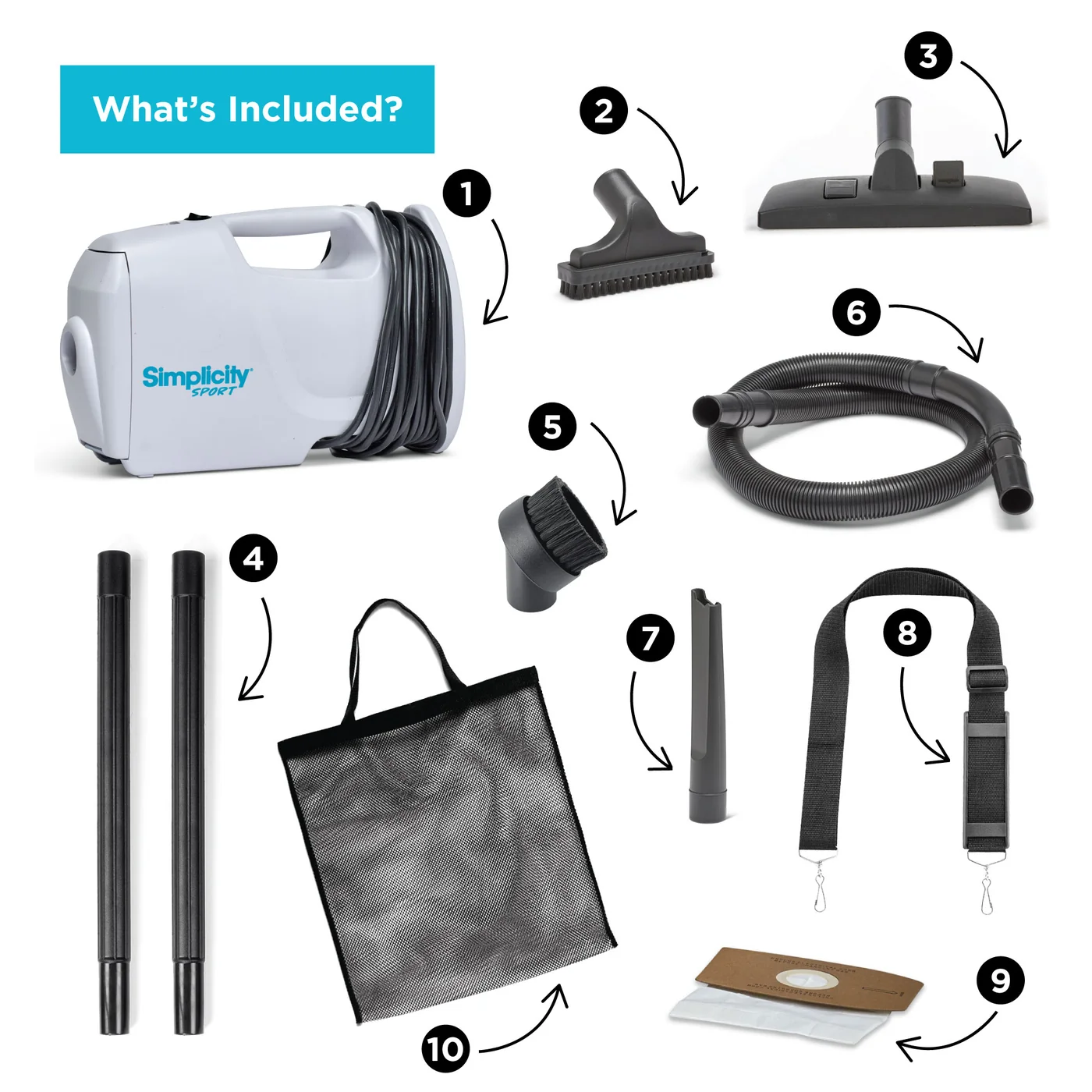 Everything included with the S100 Sport Portable Vacuum